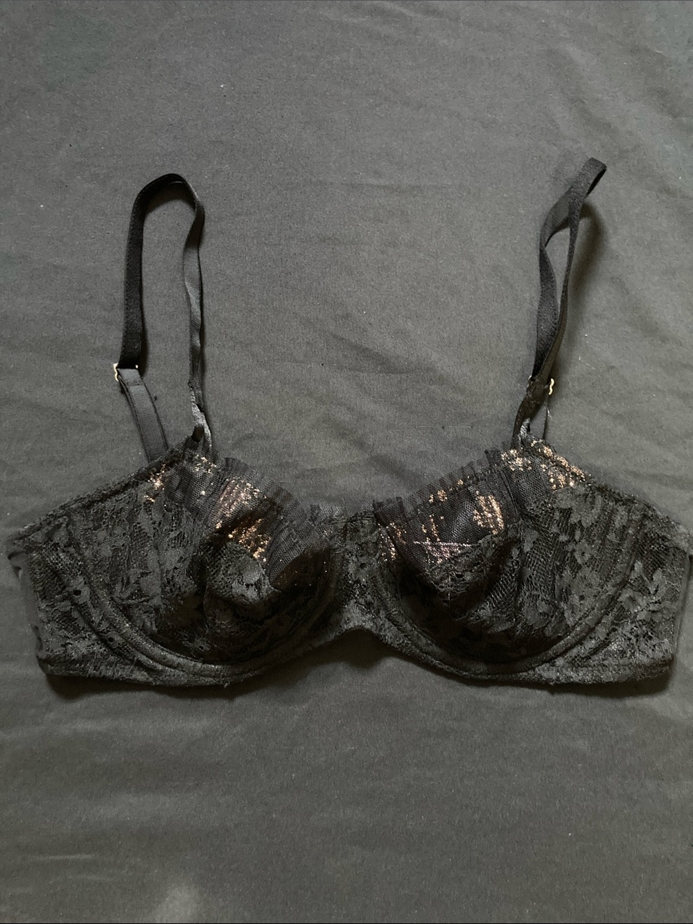 Victoria's Secret Dream Angels Balconette Bra Black Glitter Lace Size v34C